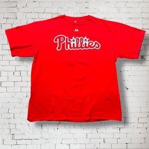 Majestic Philadelphia Phillies Halladay #34 Red 100% Cotton T-Shirt